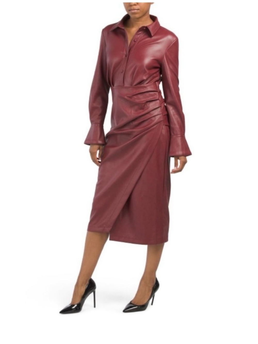 7 For All Mankind Faux Leather Burgundy Dress
